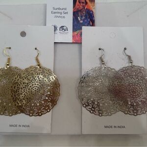 Trades of Hope Sunburst Gold and Silver Earrings Set